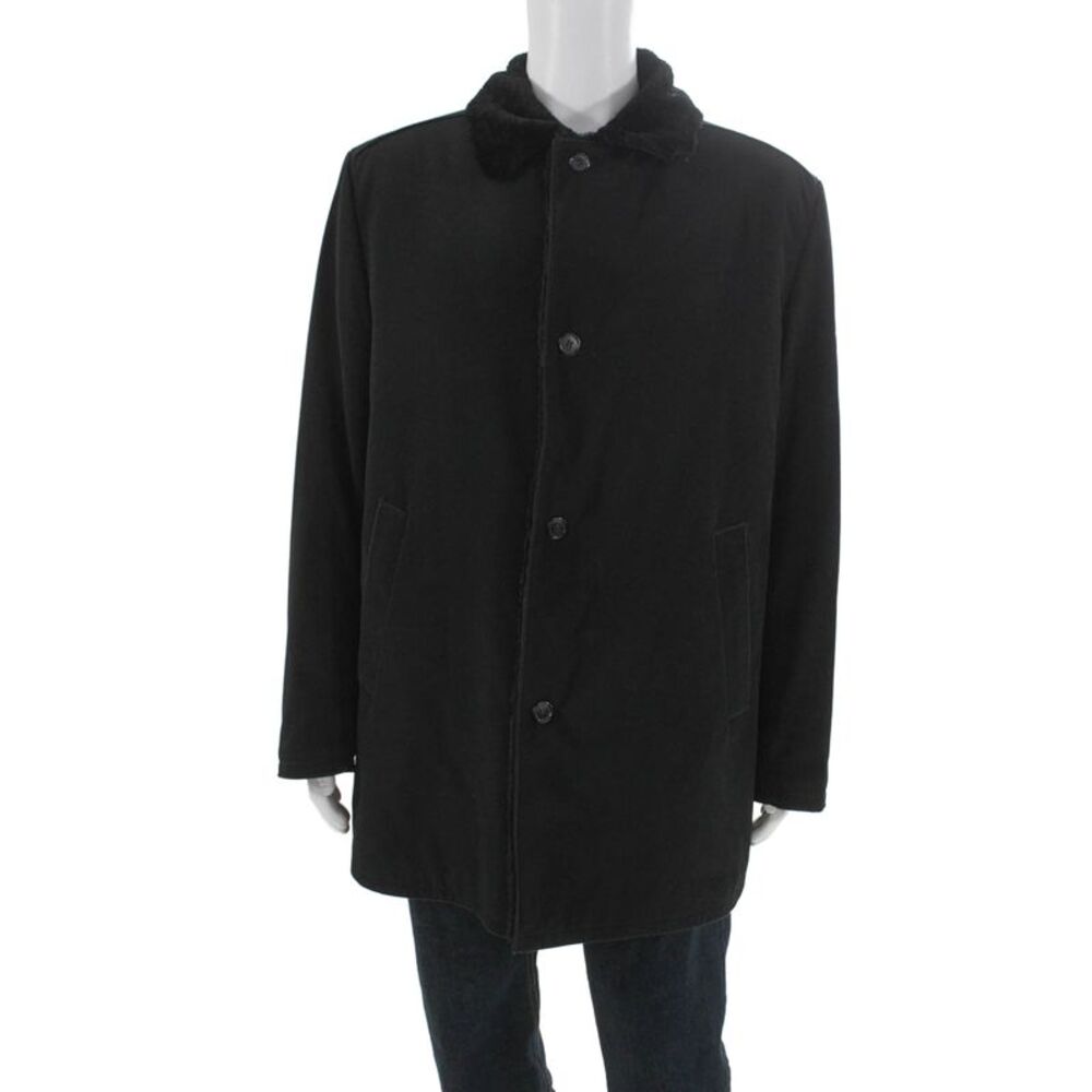 Victor Talbots Mens Overcoat Wool Blend Black Button Solid Fall Size M